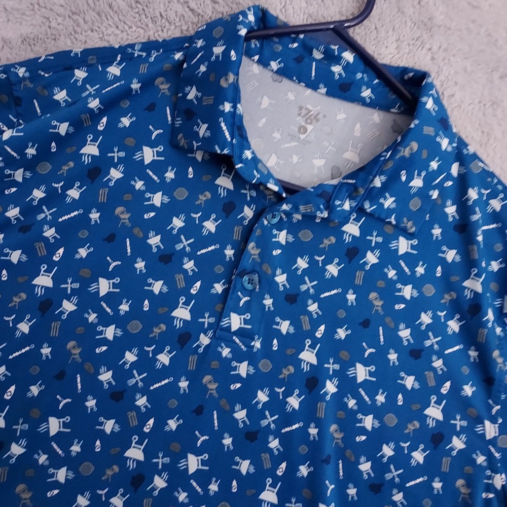 1764 Polo Shirt Mens Large Grilling Geometric Jersey Performance Stretch Golf L